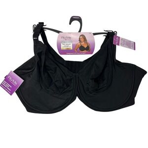 Fruit of the Loom Fit For Me Black Unlined Underwire Bra 44DDD FT967 Plus Size